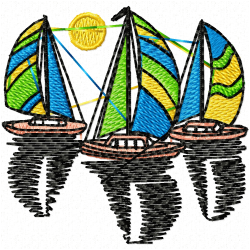 Boats Embroidery Design 4